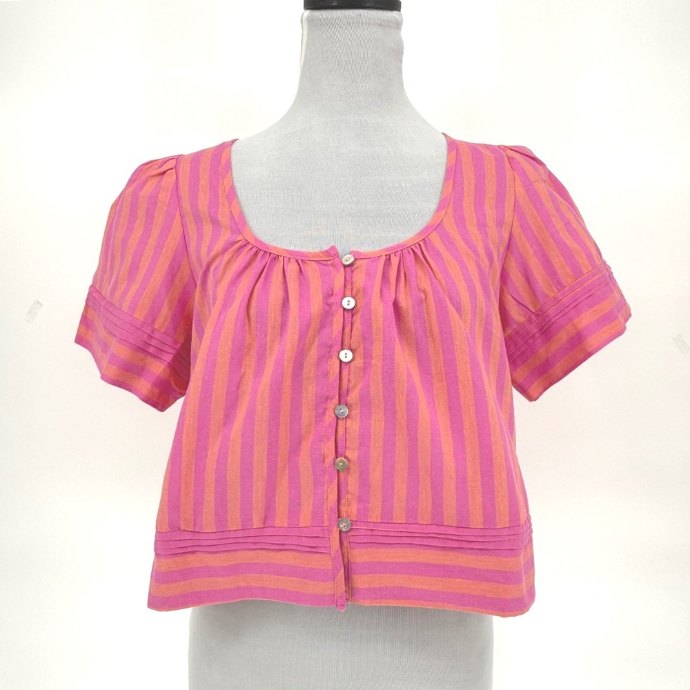 Talulah Linen Bentley Top Short Sleeve Size L Vacation Resort